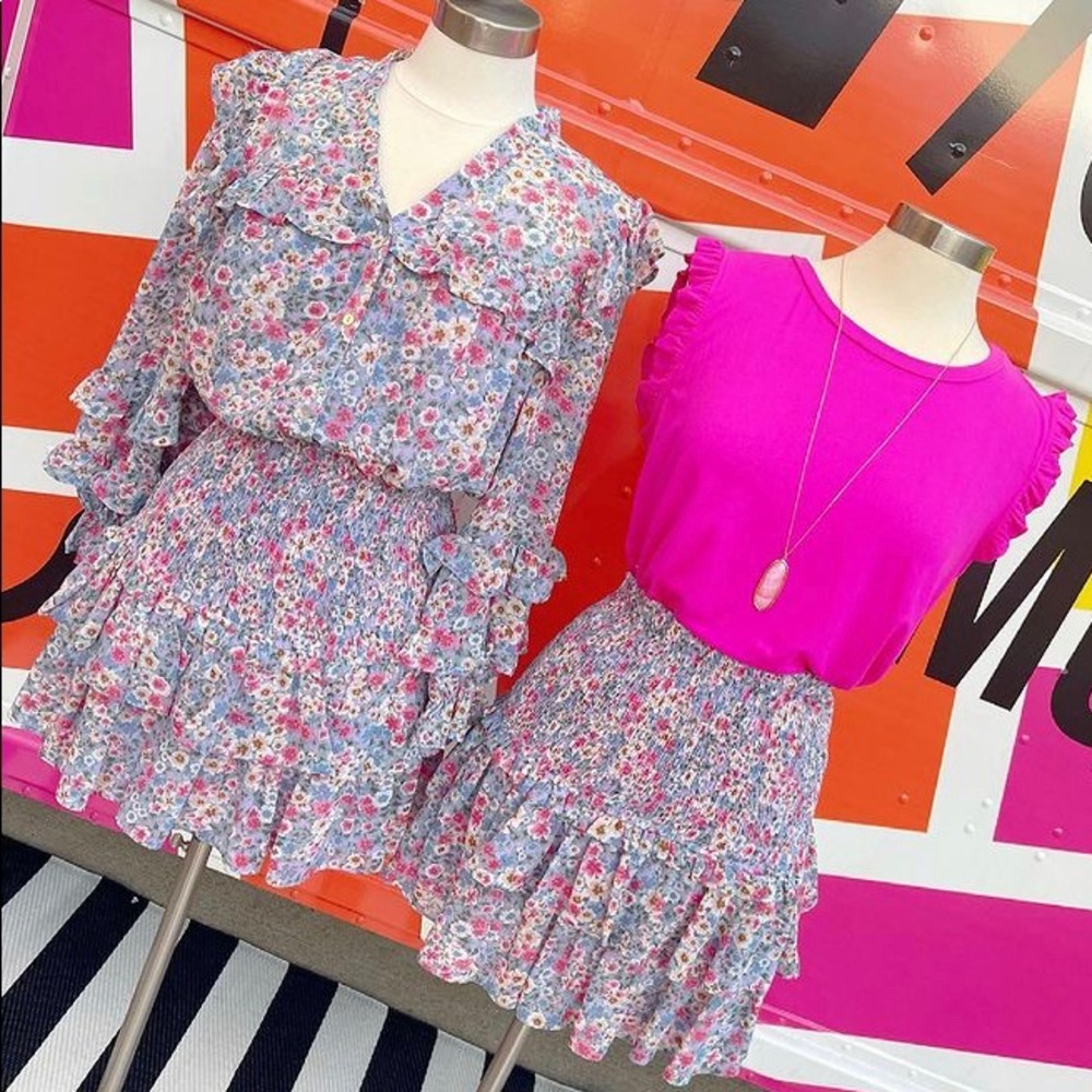 Floral tiered ruffle pull on skirt NWT